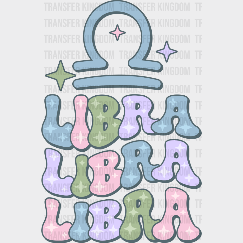 Groovy Libra Design - Zodiac & Horoscopes Dtf Heat Transfer