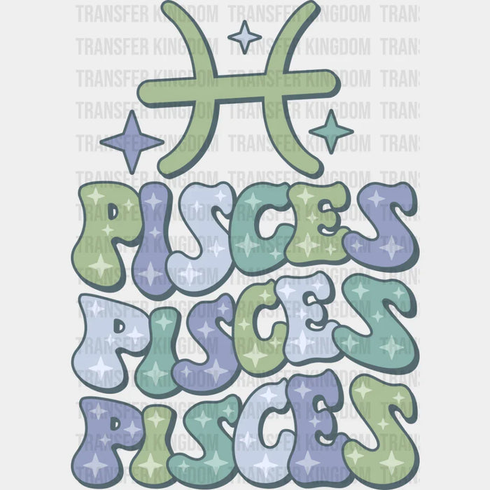Groovy Pisces Design - Zodiac & Horoscopes DTF heat transfer