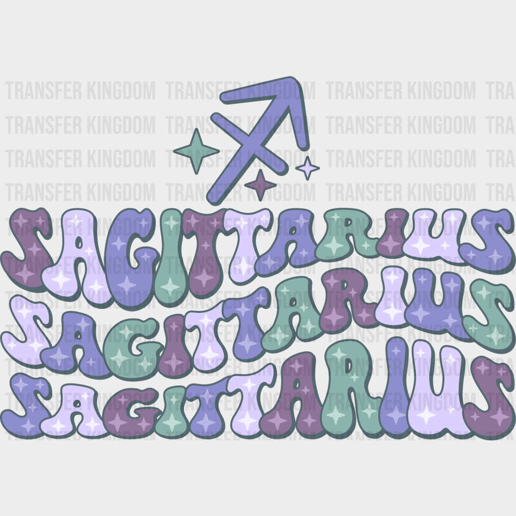 Groovy Sagittarius Design - Zodiac & Horoscopes Dtf Heat Transfer