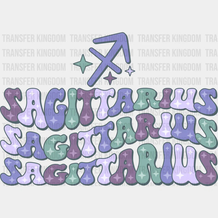 Groovy Sagittarius Design - Zodiac & Horoscopes DTF heat transfer
