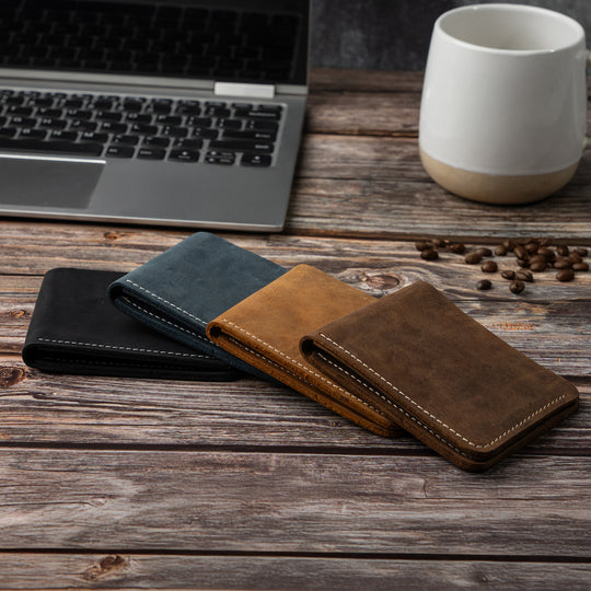 Men’s Slim Wallet – Faux Leather Bifold Wallet with Card Slots
