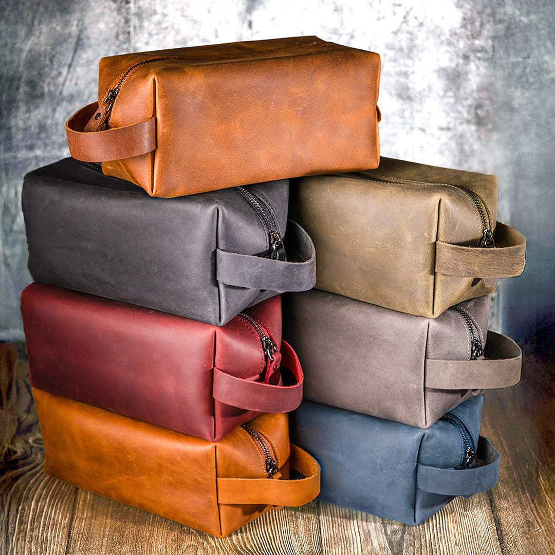 Faux Leather Dopp Kit – Men’s Travel Toiletry Bag