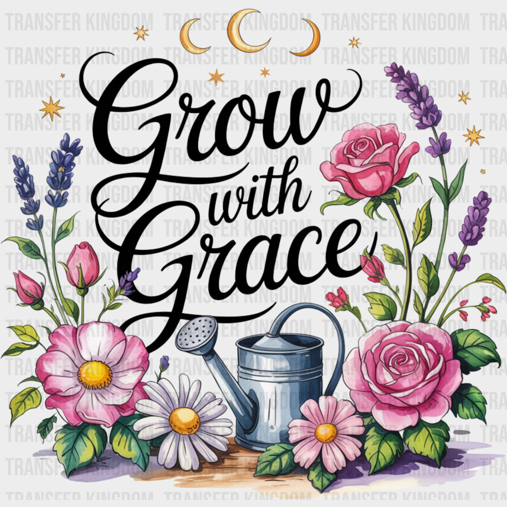 Grow With Grace - Quotes DTF Transfers Adult Unisex - S & M (10’’) / Dark Color Design (See Imaging)