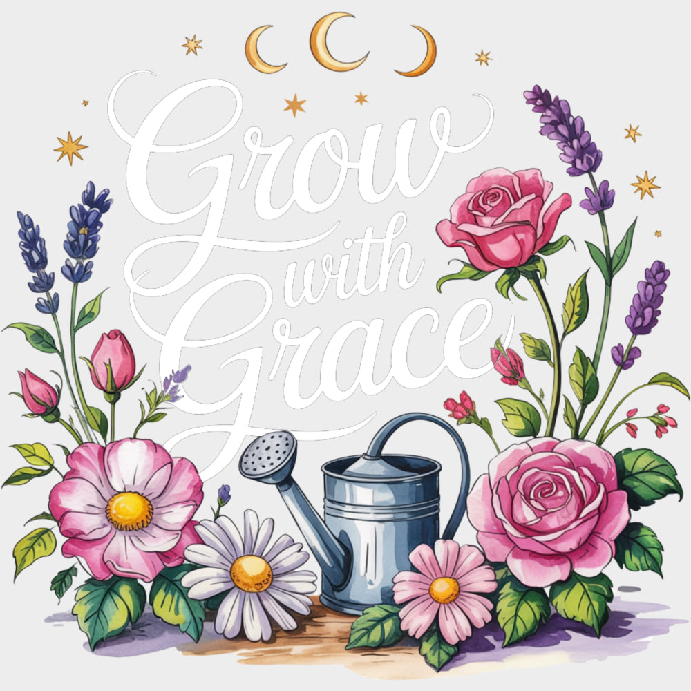 Grow With Grace - Quotes DTF Transfers Adult Unisex - S & M (10’’) / Light Color Design (See Imaging)