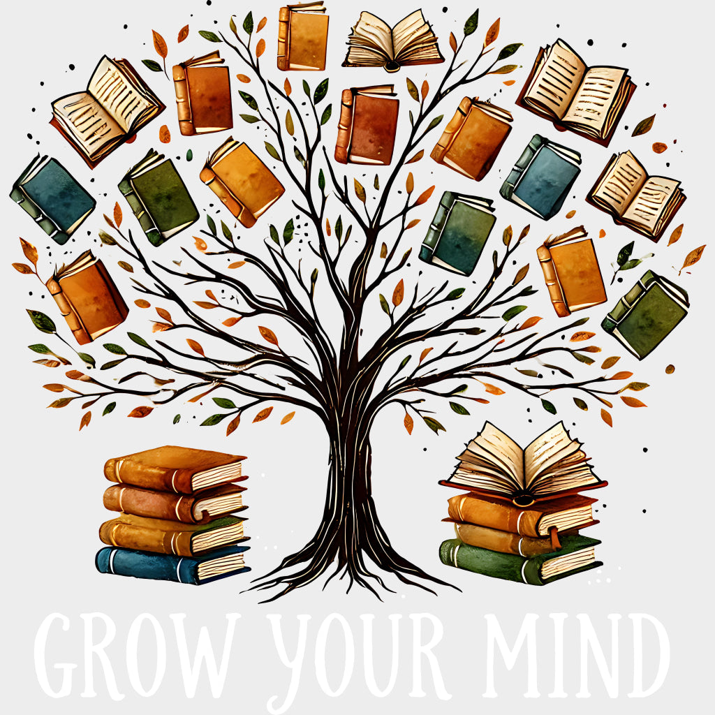 Grow Your Mind - Reading DTF Transfers Adult Unisex - S & M (10’’) / Light Color Design (See Imaging)