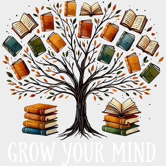 Grow Your Mind - Reading DTF Transfers Adult Unisex - S & M (10’’) / Light Color Design (See Imaging)