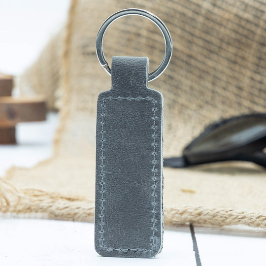 Rectangle Keychain – Faux Leather Key Ring in Multiple Colors