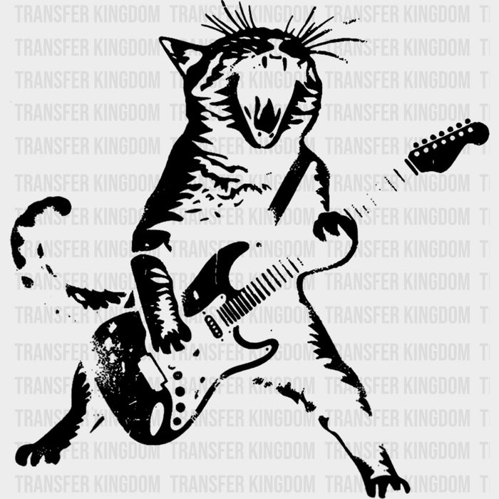 Guitar Cat B&W - Music DTF Transfers