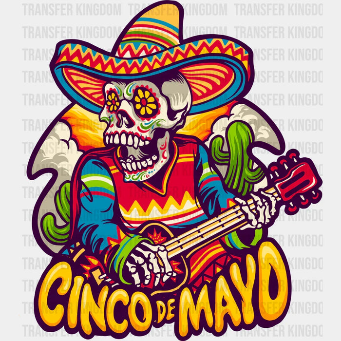 Guitar Playing Skeleton - Cinco De Mayo DTF heat transfer