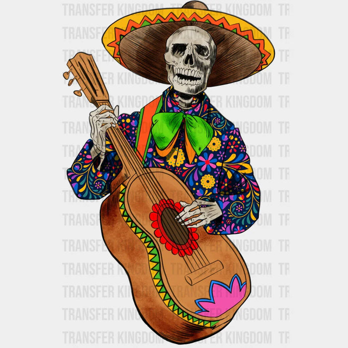 Guitar Playing Skeleton - Day Of The Dead DTF heat transfer