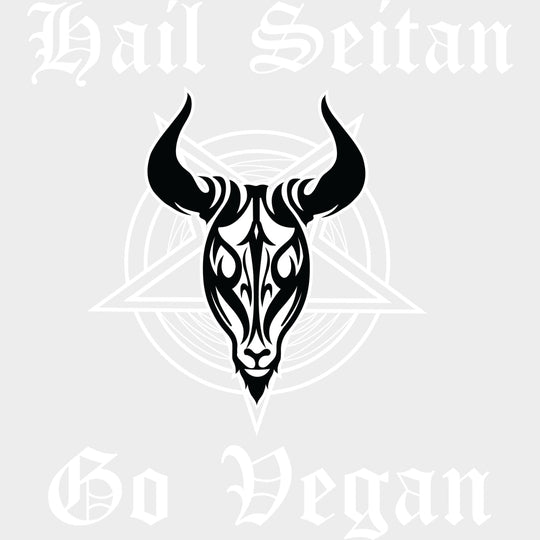 Hail Seitan Go Vegan - Vegan DTF Transfers - Adult Unisex - S & M (10’’) / Light Color Design (See Imaging)