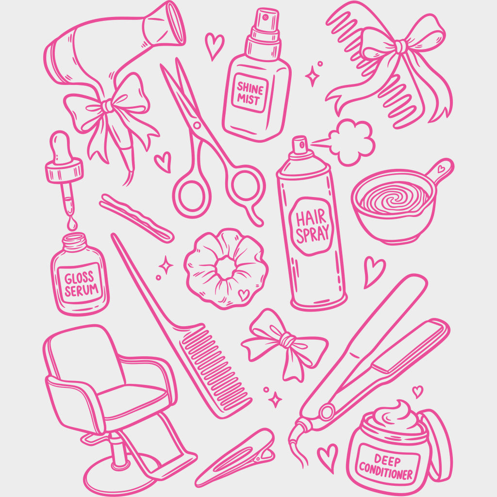 Hair Stylist Items - Hair Stylist DTF Transfers Adult Unisex - S & M (10’’) / Pink Color Design (See Imaging)