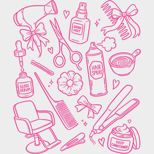 Hair Stylist Items - Hair Stylist DTF Transfers Adult Unisex - S & M (10’’) / Pink Color Design (See Imaging)