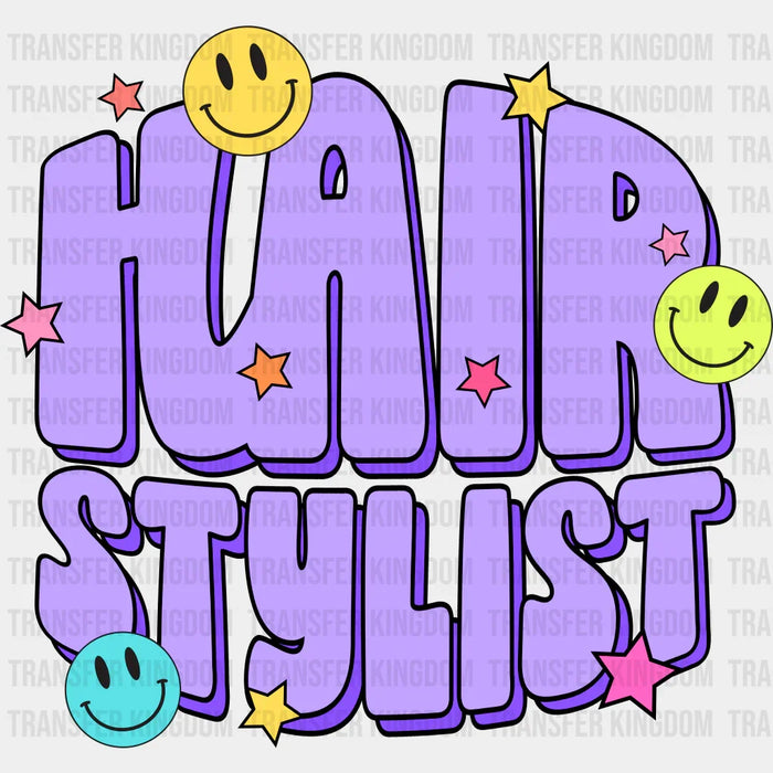 Hair Stylist Smile Face Purple Design - Hair Stylist DTF heat transfer