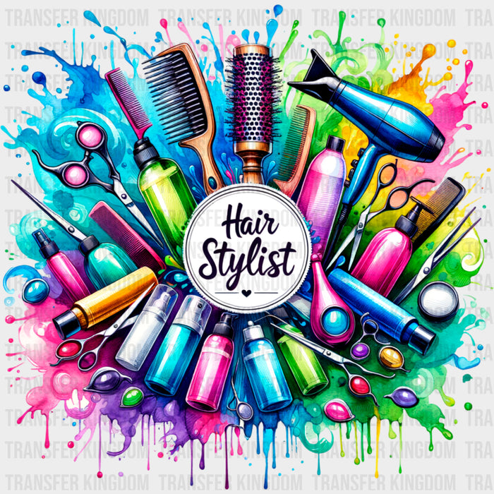 Hair Stylist, Vibrant Splash - Hair Stylist DTF Transfers