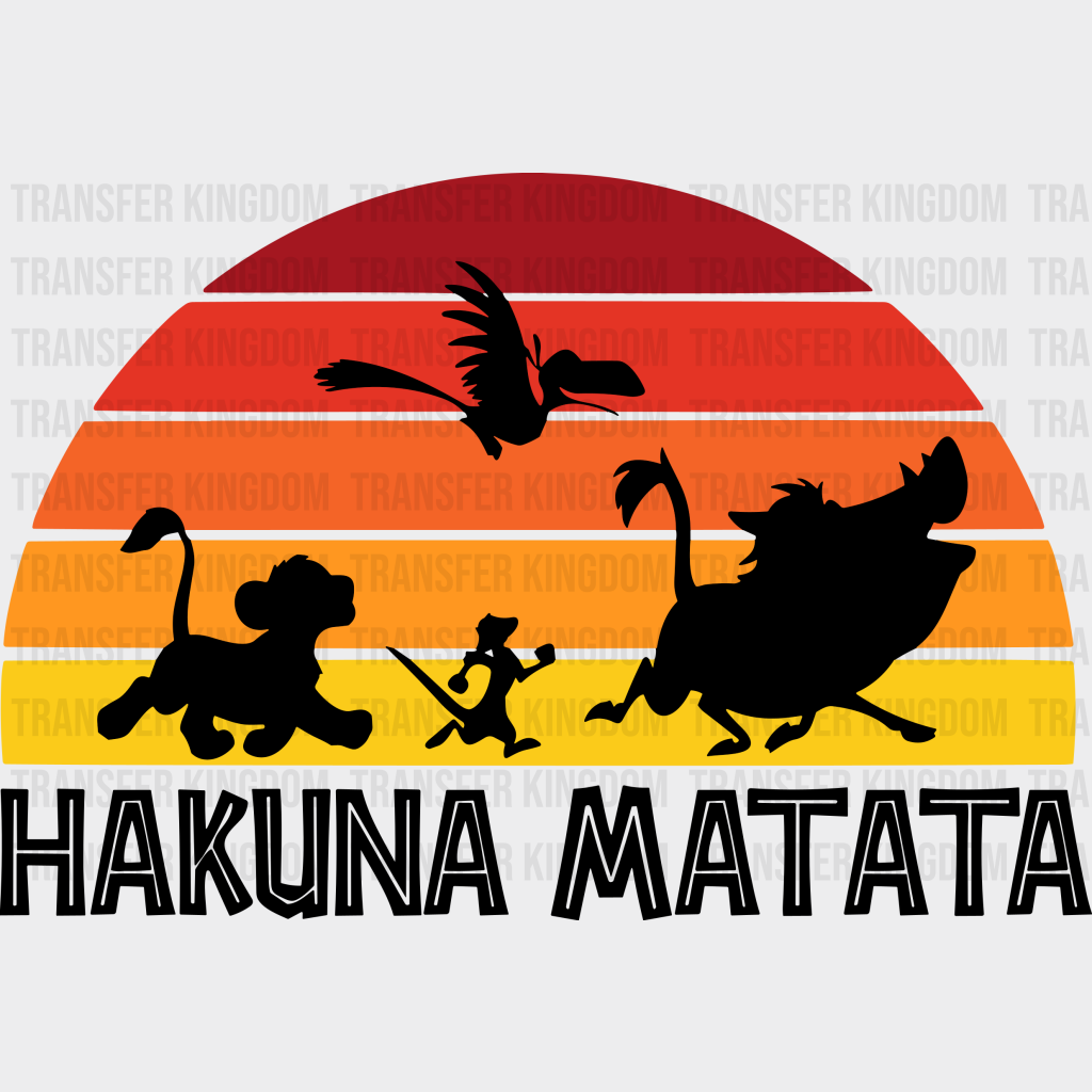 Hakuna Matata Retro Sunrise Disney Dtf Transfer Unisex - S & M (10’) / Dark Color Design See Imaging