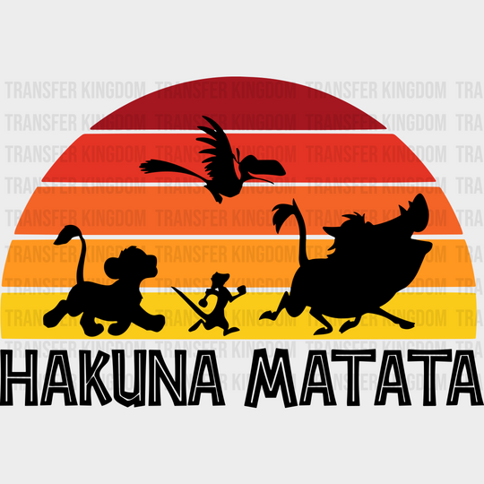 Hakuna Matata Retro Sunrise Disney Dtf Transfer Unisex - S & M (10’) / Dark Color Design See Imaging