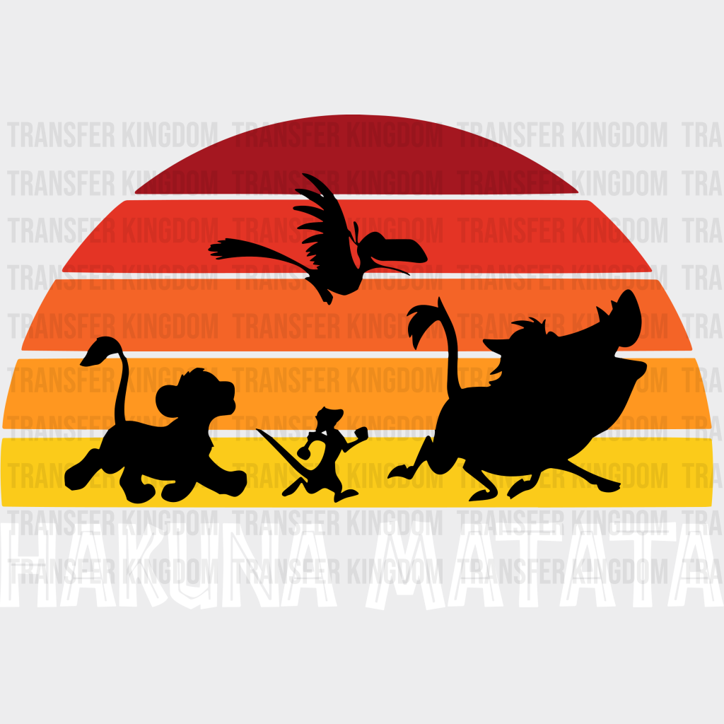 Hakuna Matata Retro Sunrise Disney Dtf Transfer Unisex - S & M (10’) / Light Color Design See