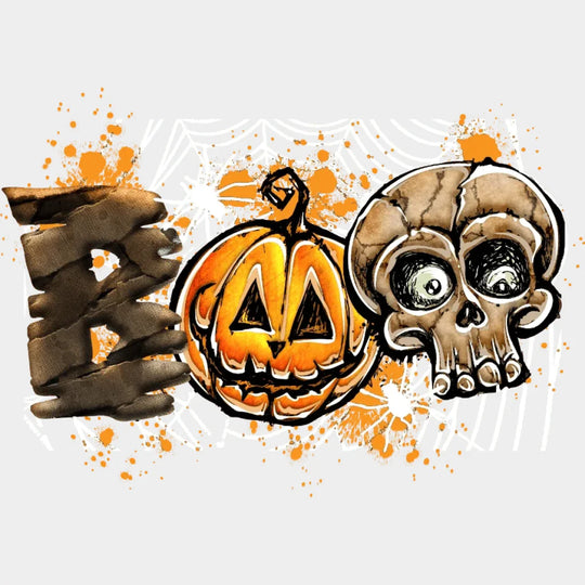 Halloween Boo Pumpkin Spider Skeleton Head Design - Dtf Heat Transfer