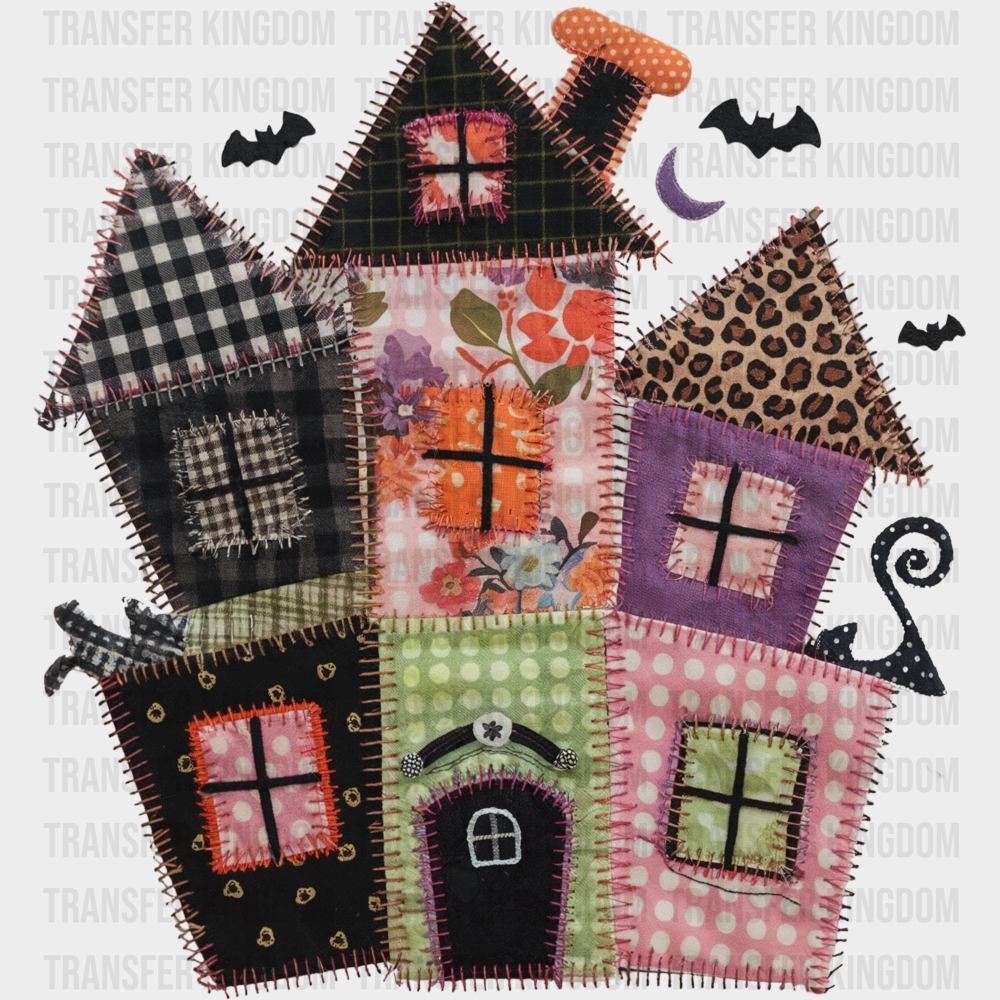 Halloween House & Bats - Halloween DTF Transfer Adult Unisex - S & M (10’’) / Dark Color Design (See Imaging)