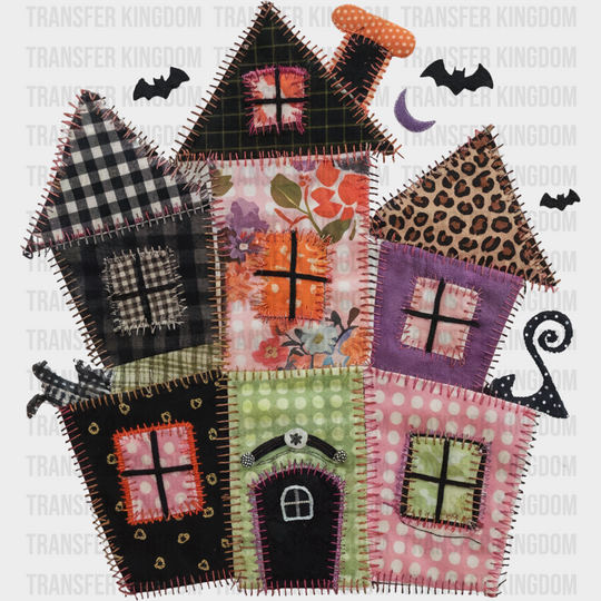Halloween House & Bats - Halloween DTF Transfer Adult Unisex - S & M (10’’) / Dark Color Design (See Imaging)