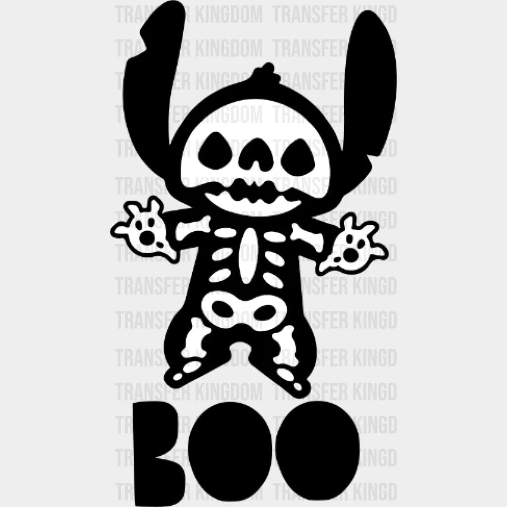Halloween Stitch Skeleton Boo Disney Design - Dtf Heat Transfer