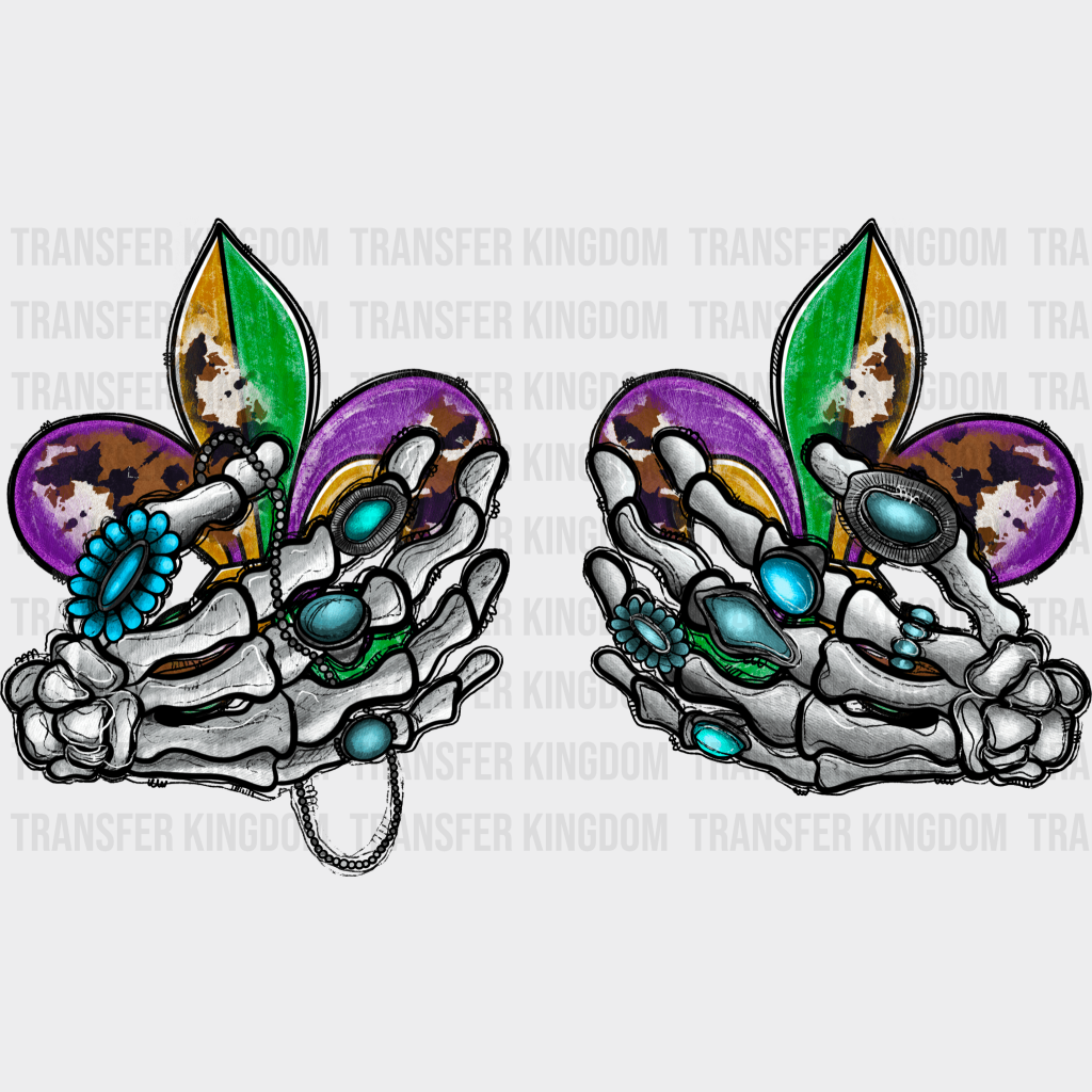 Hands Mardi Gras Design- Dtf Heat Transfer