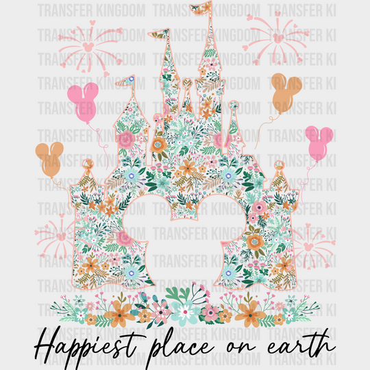 Happiest Place On Earth Disney Dtf Transfer Unisex - S & M (10’) / Dark Color Design See Imaging