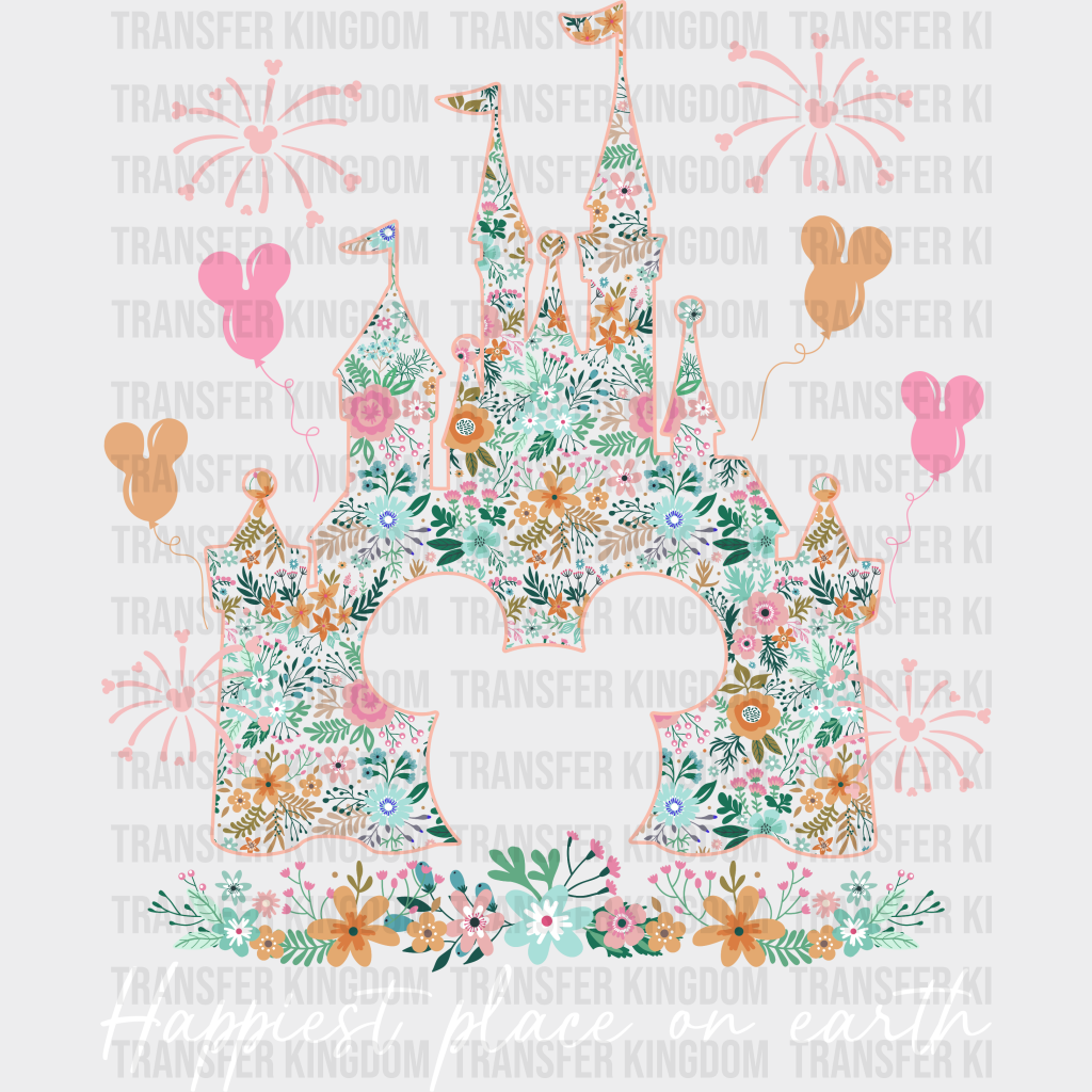 Happiest Place On Earth Disney Dtf Transfer Unisex - S & M (10’) / Light Color Design See Imaging