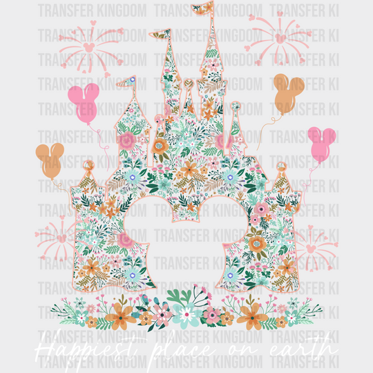 Happiest Place On Earth Disney Dtf Transfer Unisex - S & M (10’) / Light Color Design See Imaging