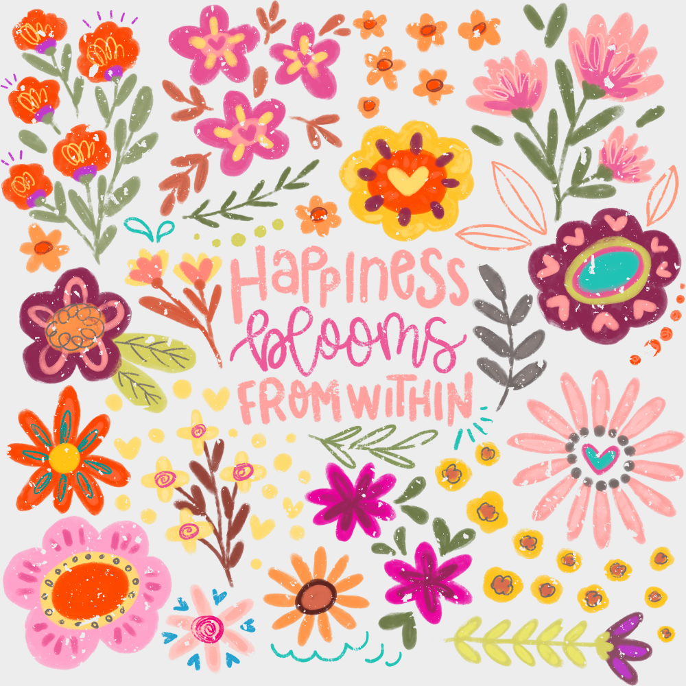 Happiness Blooms From Within Good Vibes DTF Transfer Adult Unisex S & M (10’’) / Light Color Design (See Imaging)