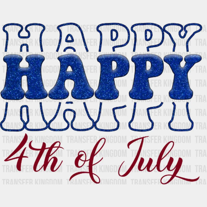 Happy 4th July Blue And Cursive Design - DTF Transfer