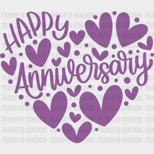 Happy Anniversary Purple Heart Design - Anniversary DTF Transfer