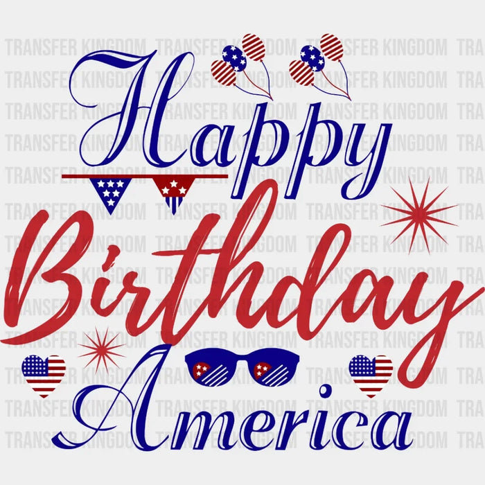 Happy Birthday America Balloons - 4th Of July DTF Transfer