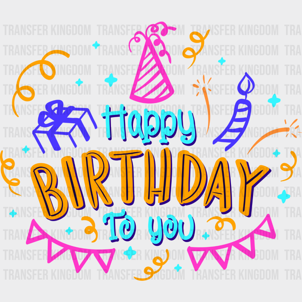 Happy Birthday Colourful Design - Dtf Heat Transfer