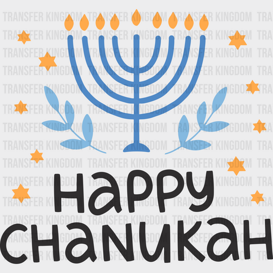 Happy Chanuka - Hanukkah Dtf Heat Transfer Unisex S & M (10’’) / Dark Color Design (See Imaging)