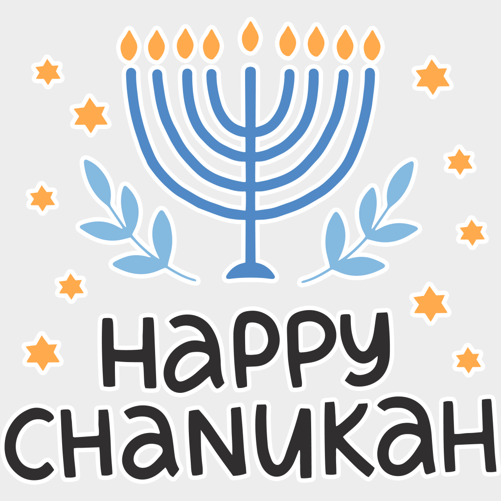 Happy Chanuka - Hanukkah Dtf Heat Transfer Unisex S & M (10’’) / Light Color Design (See Imaging)