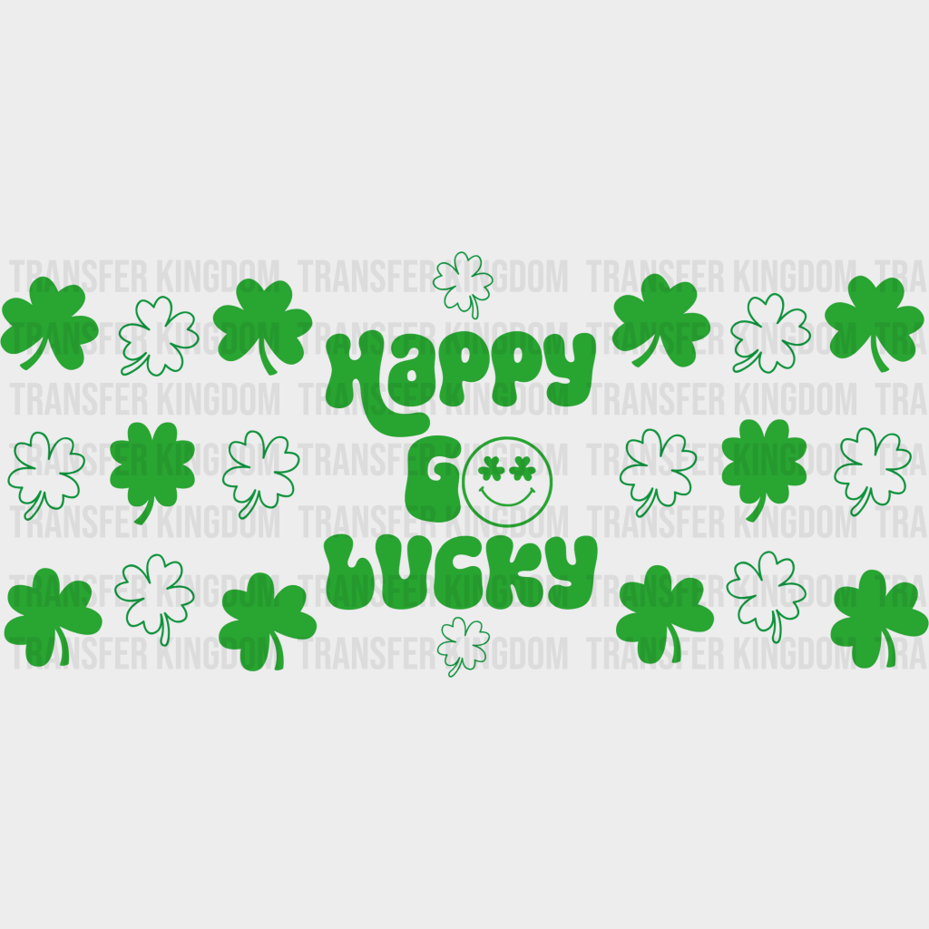 Happy Go Lucky Smiley - St Patrick Cup Wrap Uv Sticker Permanent Dtf Decal