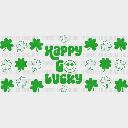 Happy Go Lucky Smiley - St Patrick Cup Wrap Uv Sticker Permanent Dtf Decal