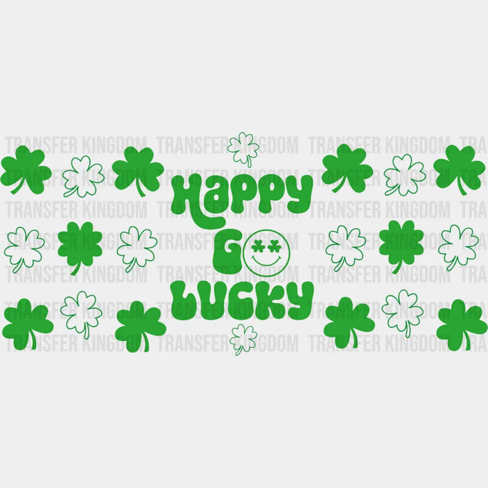 Happy Go Lucky Smiley - St Patrick Cup Wrap UV Sticker Permanent UV DTF Decal