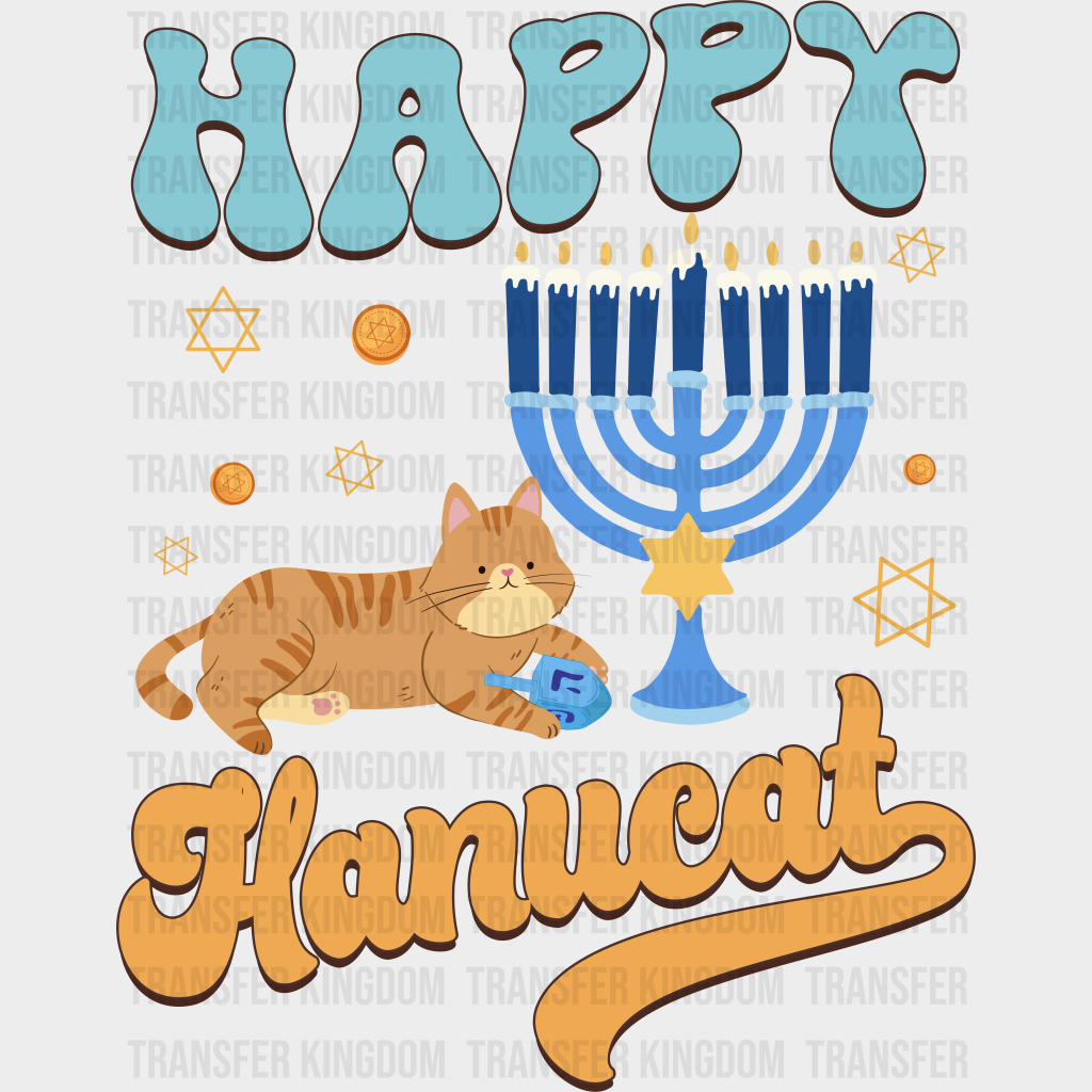 Happy Hanucat - Hanukkah Dtf Heat Transfer