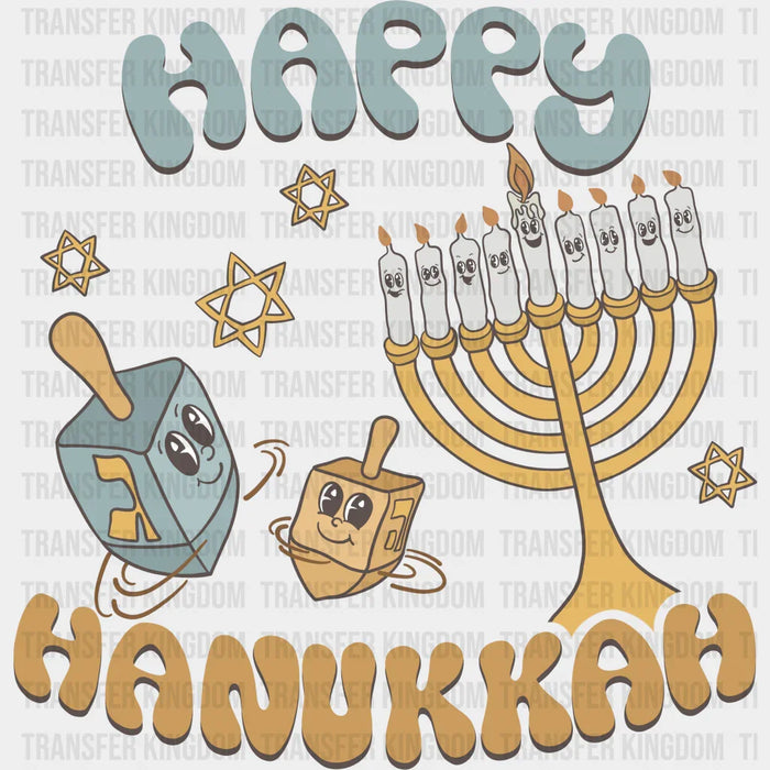 Happy Hanukkah Candlestick Design - Hanukkah DTF heat transfer