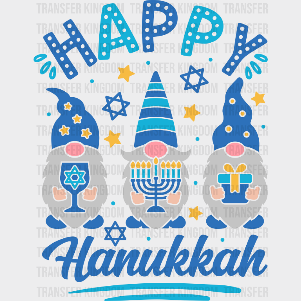 Happy Hanukkah Gnomes - Hanukkah DTF Transfer