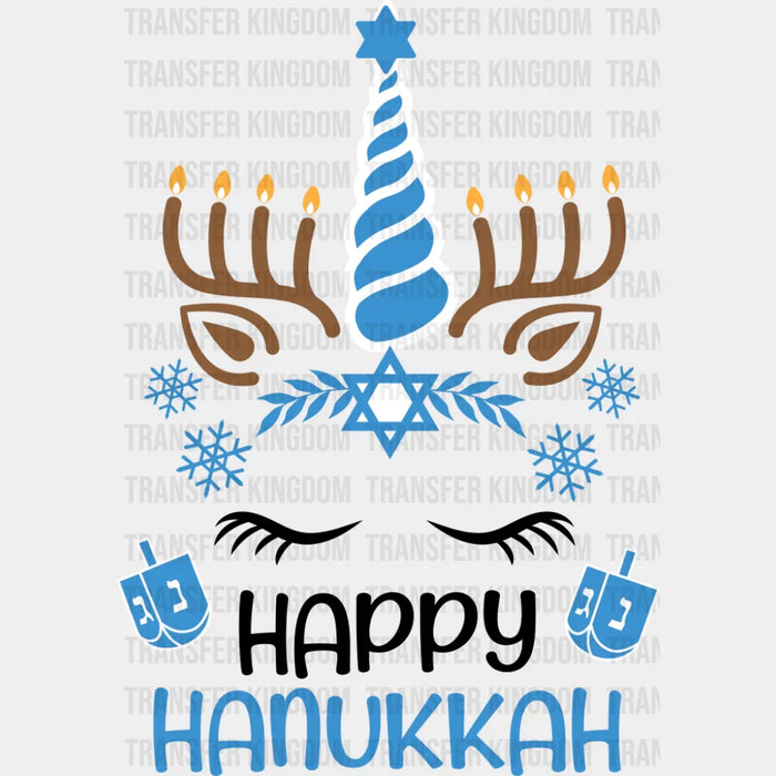 Happy Hanukkah Unicorn - Hanukkah DTF Transfer