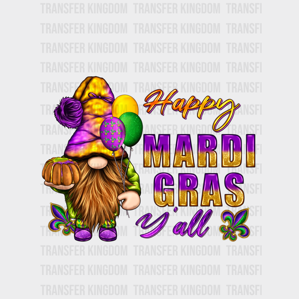 Happy Mardi Gras Yall Design- Dtf Heat Transfer