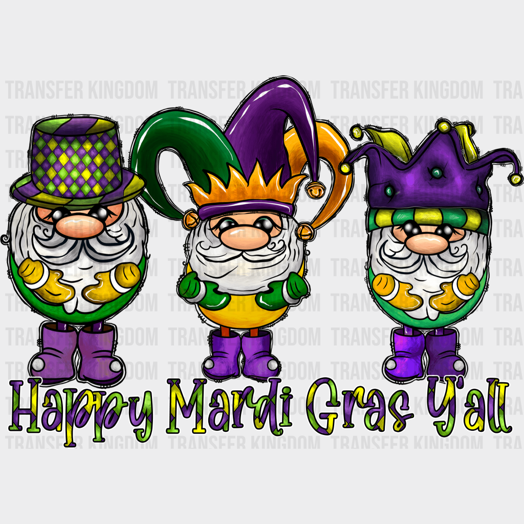 Happy Mardi Gras Yall Design- Dtf Heat Transfer