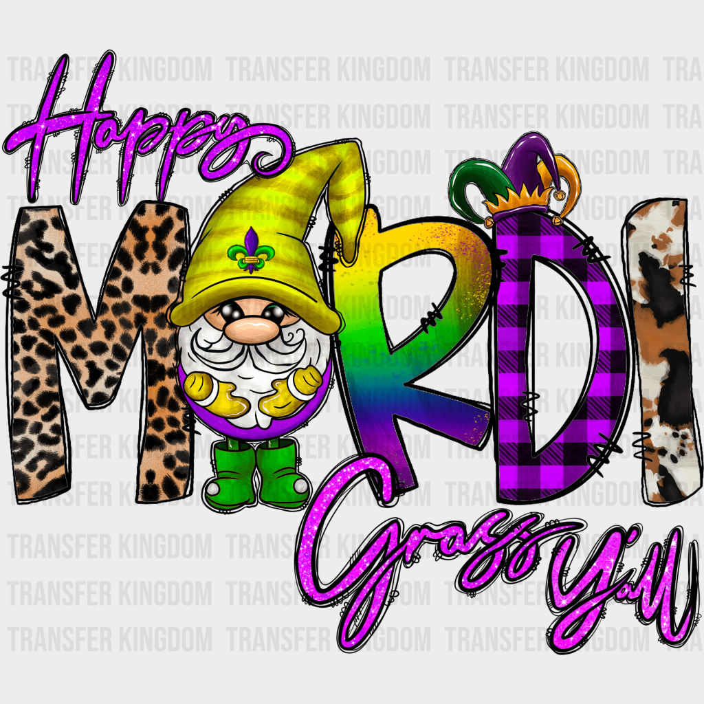 Happy Mardi Gras Yall Design- Dtf Heat Transfer