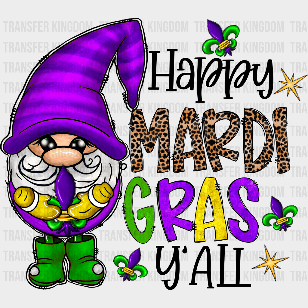 Happy Mardi Gras Yall Design- Dtf Heat Transfer