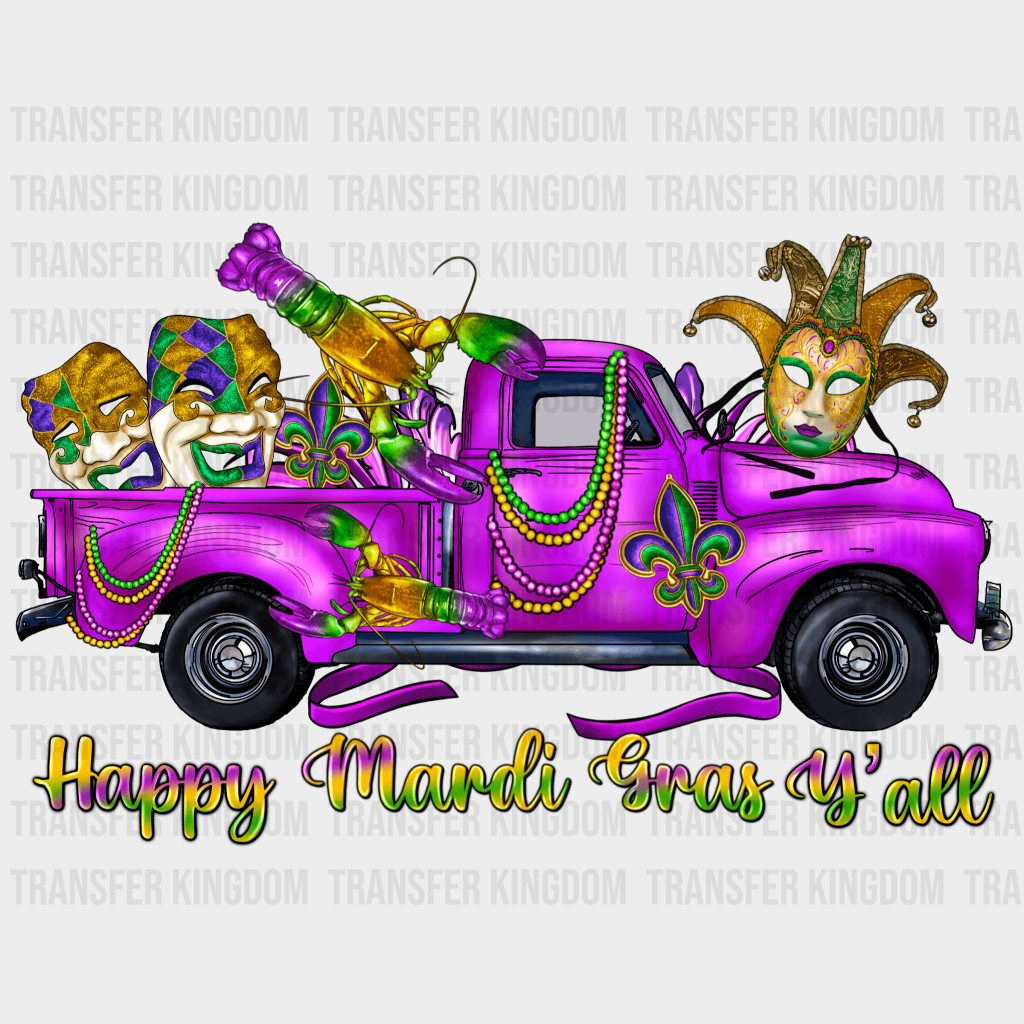 Happy Mardi Gras Yall Design- Dtf Heat Transfer