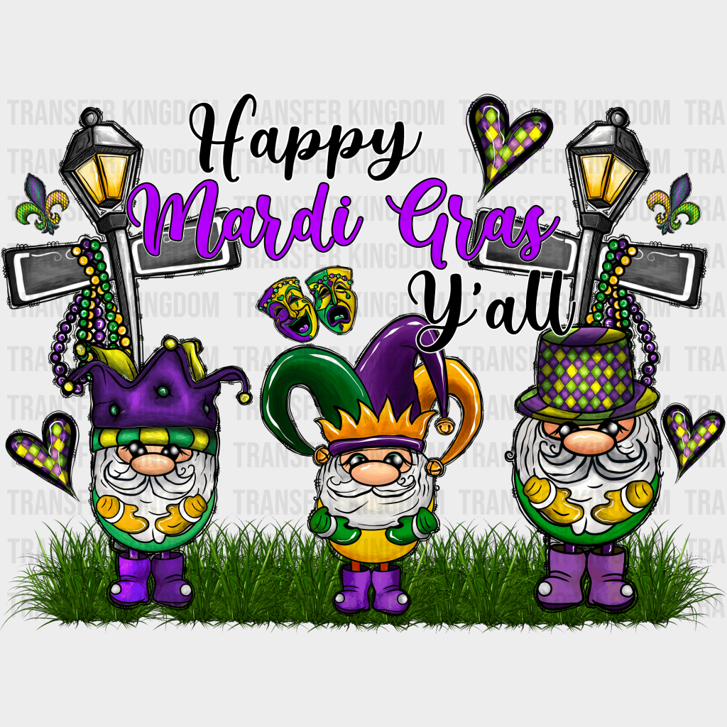 Happy Mardi Gras Yall Design- Dtf Heat Transfer